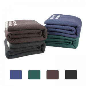 Custom Logo Heathered Fleece Sherpa Blanket