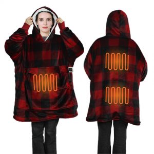 red heated hoodie blanket