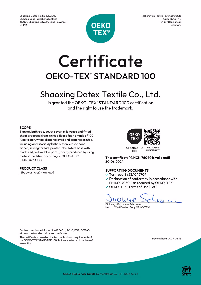 OEKO-TEX Certificate